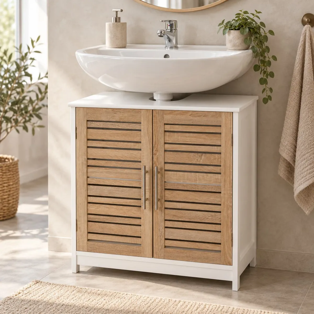 Meuble dessous lavabo Stockholm Bois 1