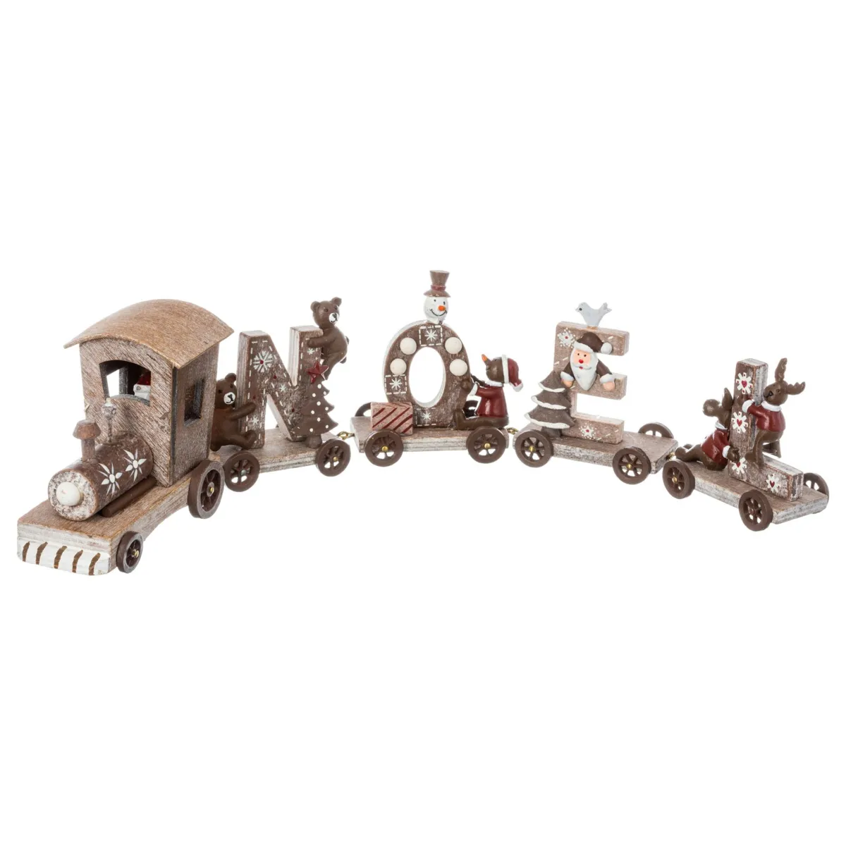 Train décoratif en bois (44 cm) Noël 4 wagons