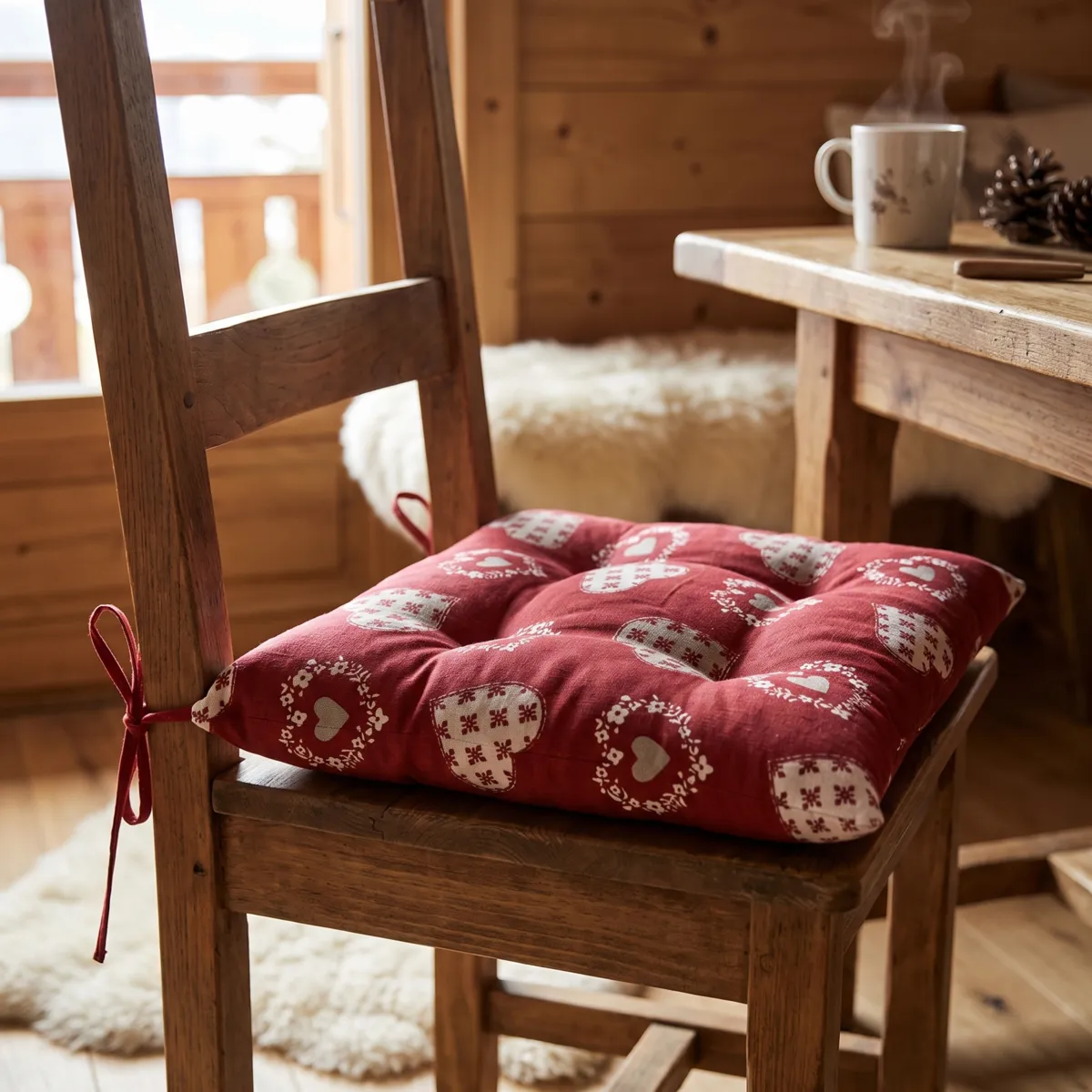 Coussin de chaise carré coton (40 x 40 cm) Ornon Rouge