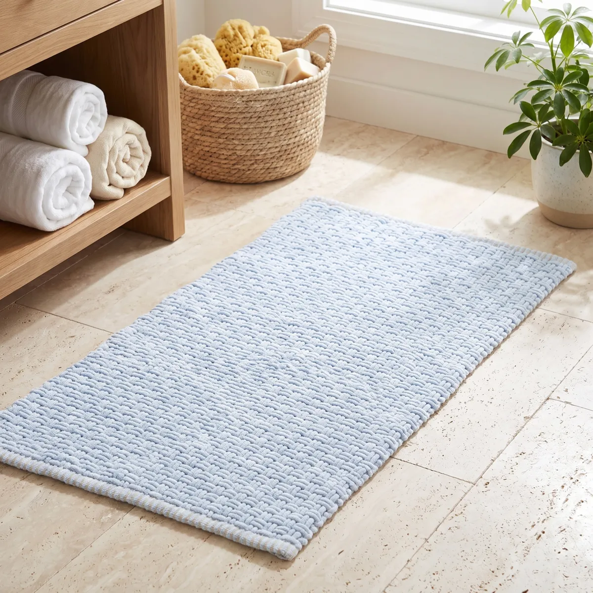 Microvezel badmat (45 x 90 cm) Lichtblauwe Mesh