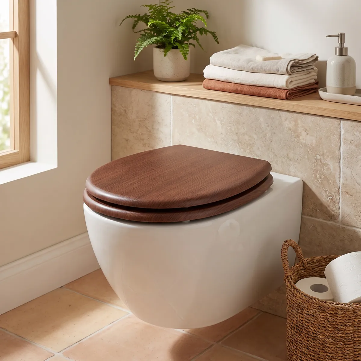 Copriwater effetto legno 18 pollici Louise Marrone