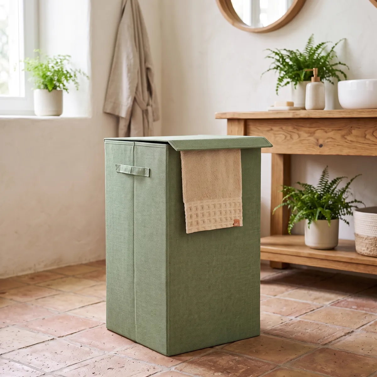 Panier à linge pliable (H60 cm) TissuFlex Vert