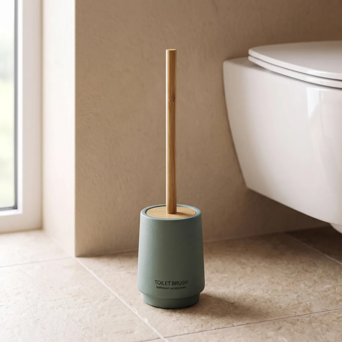 Cepillo de WC de poliresina Purebamboo Verde eucalipto