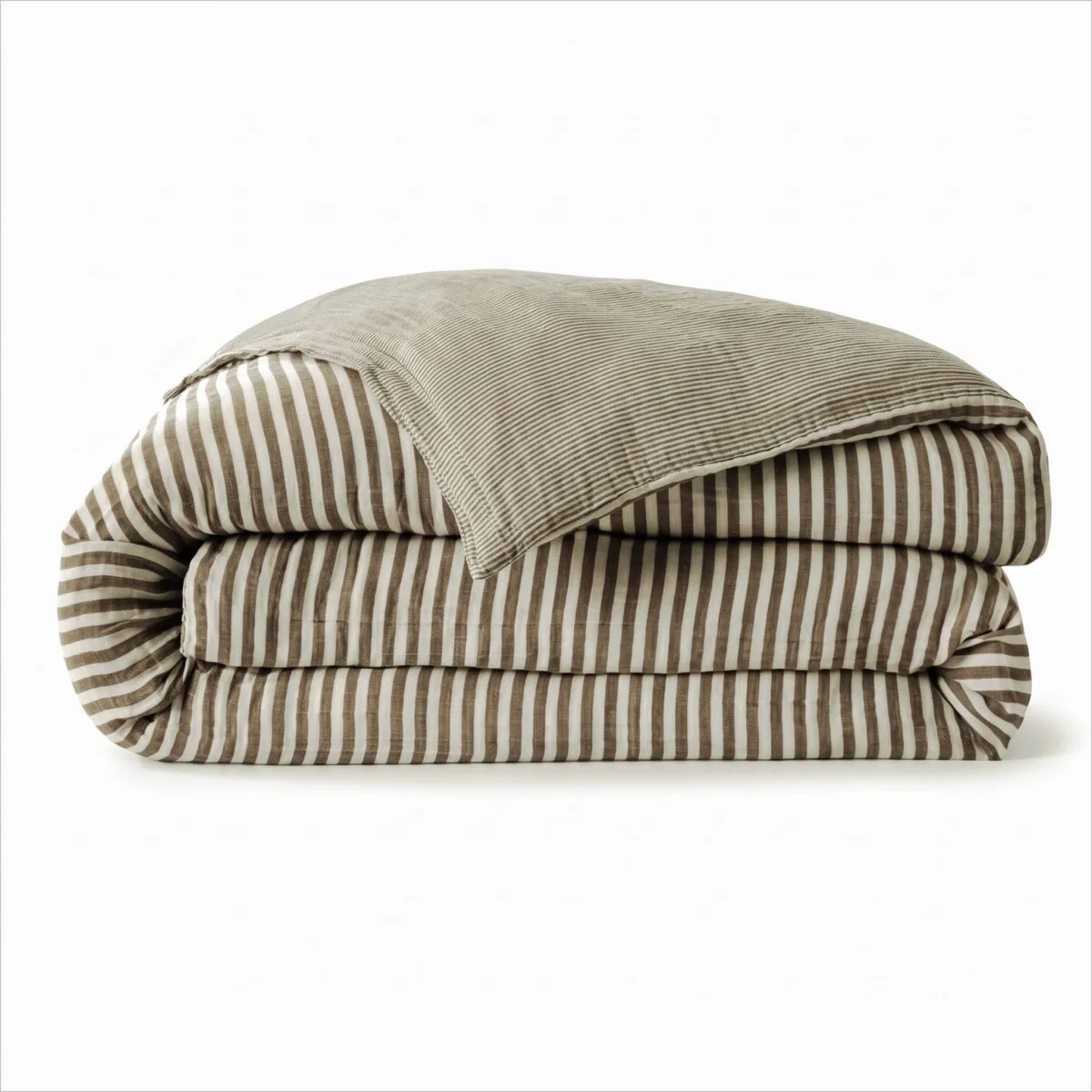 Bettbezug Baumwoll-Musselin (240 x 220 cm) Gaïa Streifen Braun