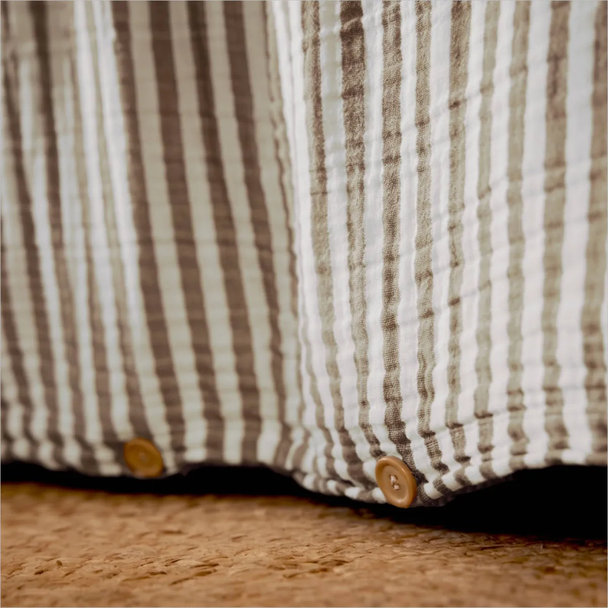 Bettbezug Baumwoll-Musselin (240 x 220 cm) Gaïa Streifen Braun