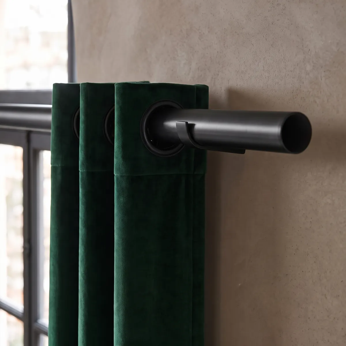 Ausziehbare Vorhangstange Metall (L185 - 350 cm / D28 mm) Lino mattes Schwarz - Vorhangstangen und Zubehör