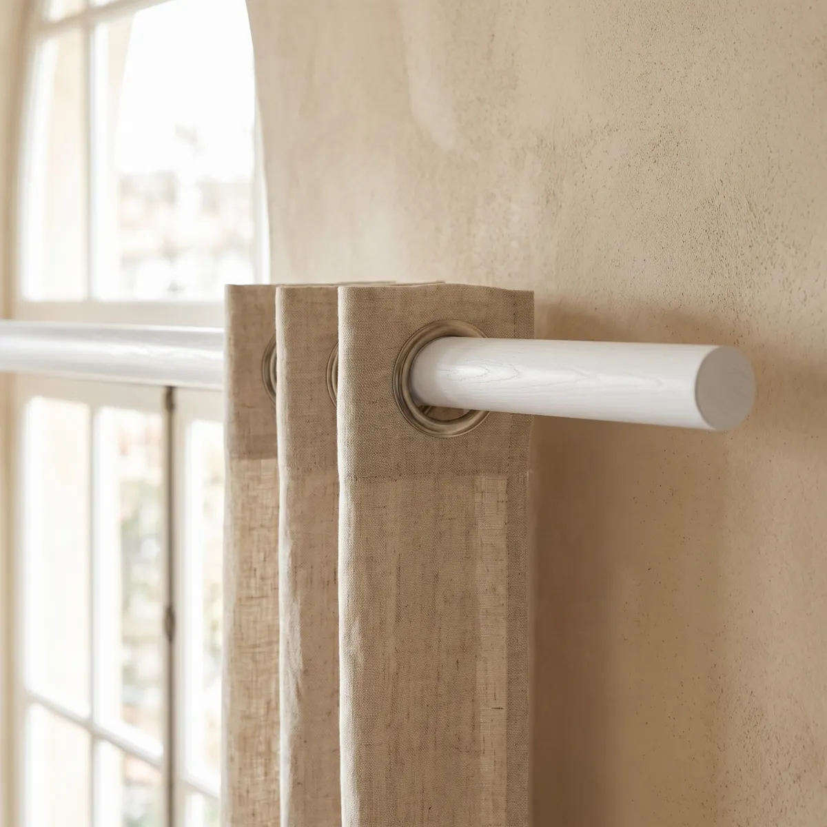 Barra de madera (L150 cm / D28 mm) Blanco