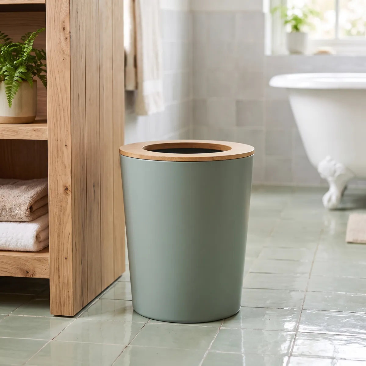 Badkamer vuilnisbak 5L Purebamboo Eucalyptus Groen