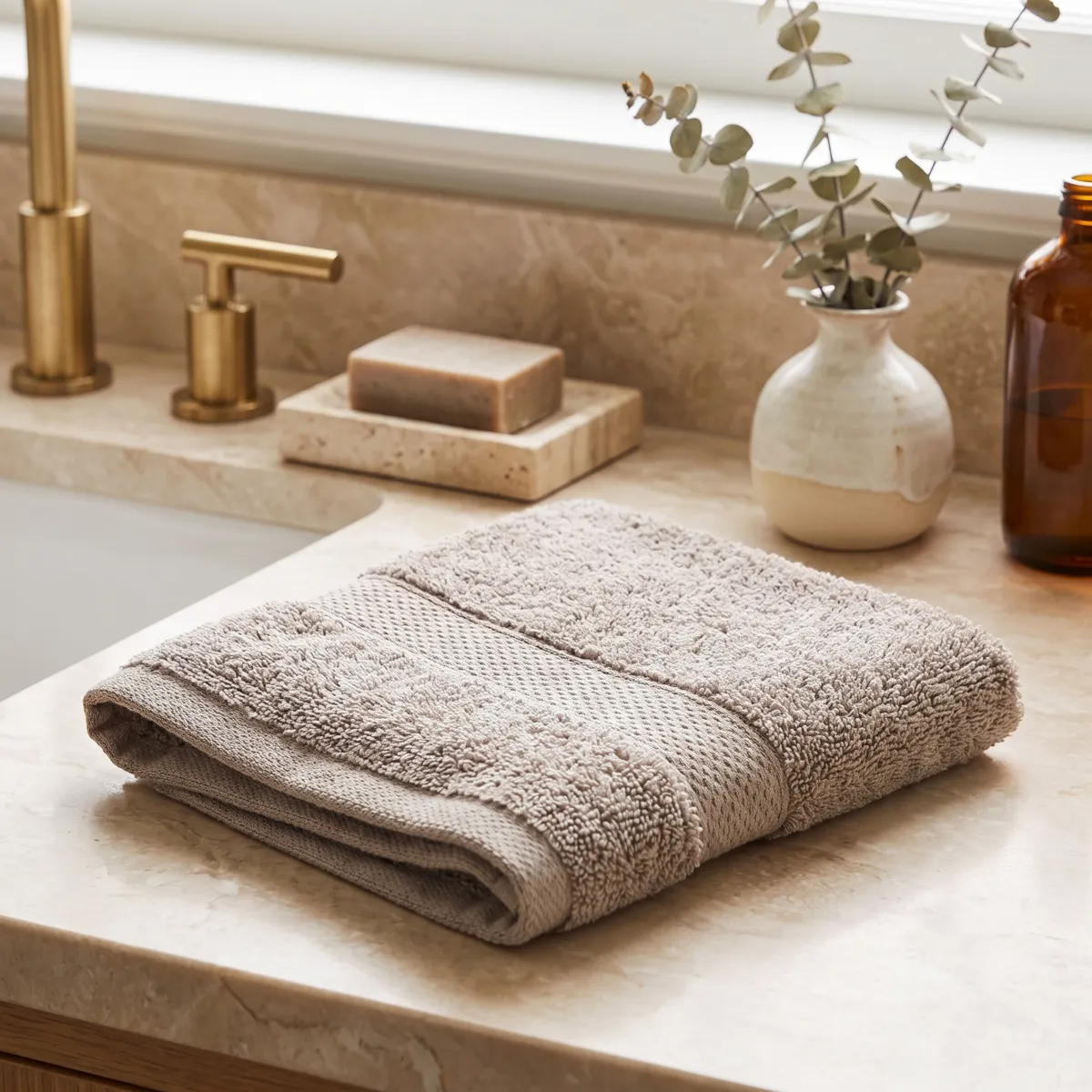 Asciugamano da bagno cotone (30 x 50 cm) Timeless Tortora