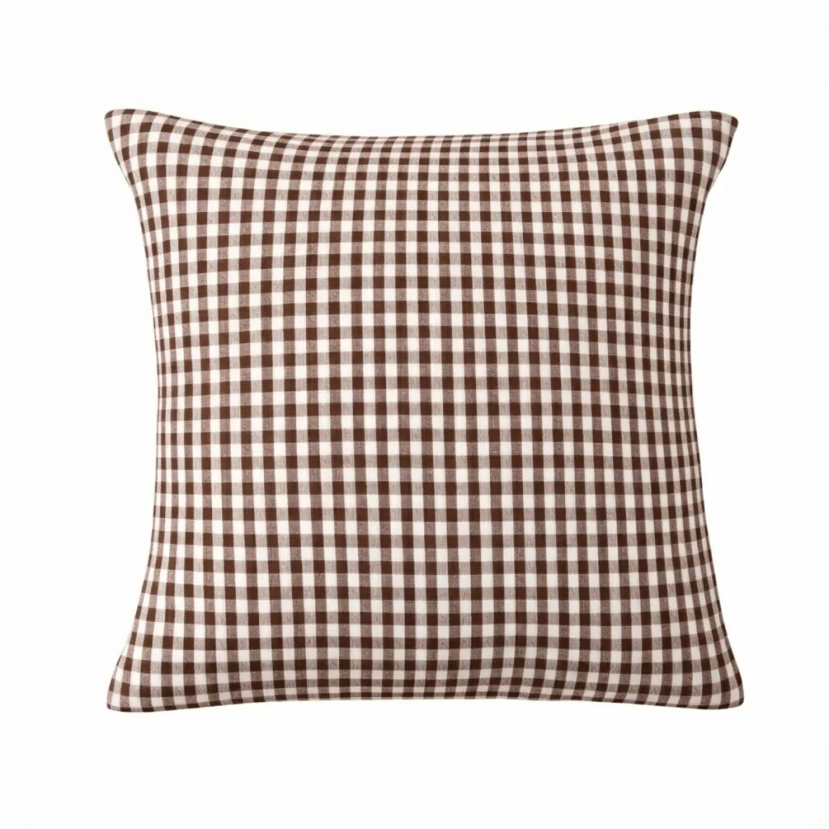 Taie d'oreiller carrée gaze de coton (80 x 80 cm) Gaïa vichy Brun
