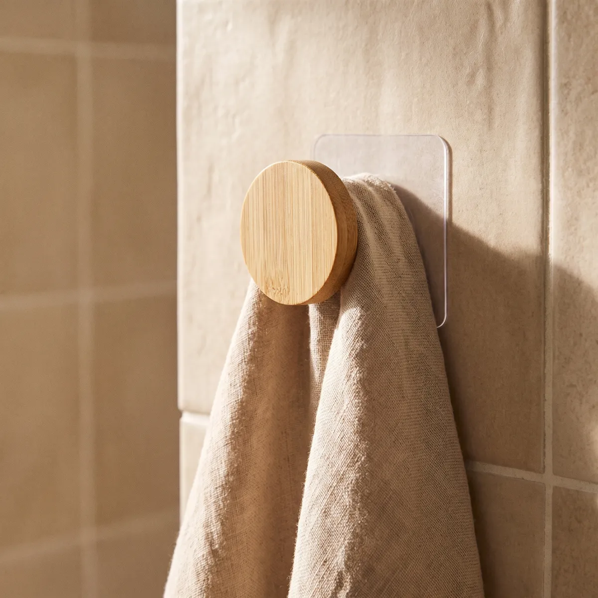 Patère adhésive (D4,5 cm) Easy Chic Naturel