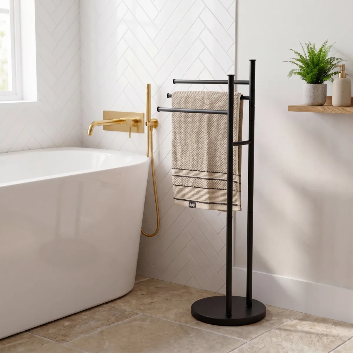 Porta asciugamano 3 livelli in metallo (H86 cm) Homy Nero