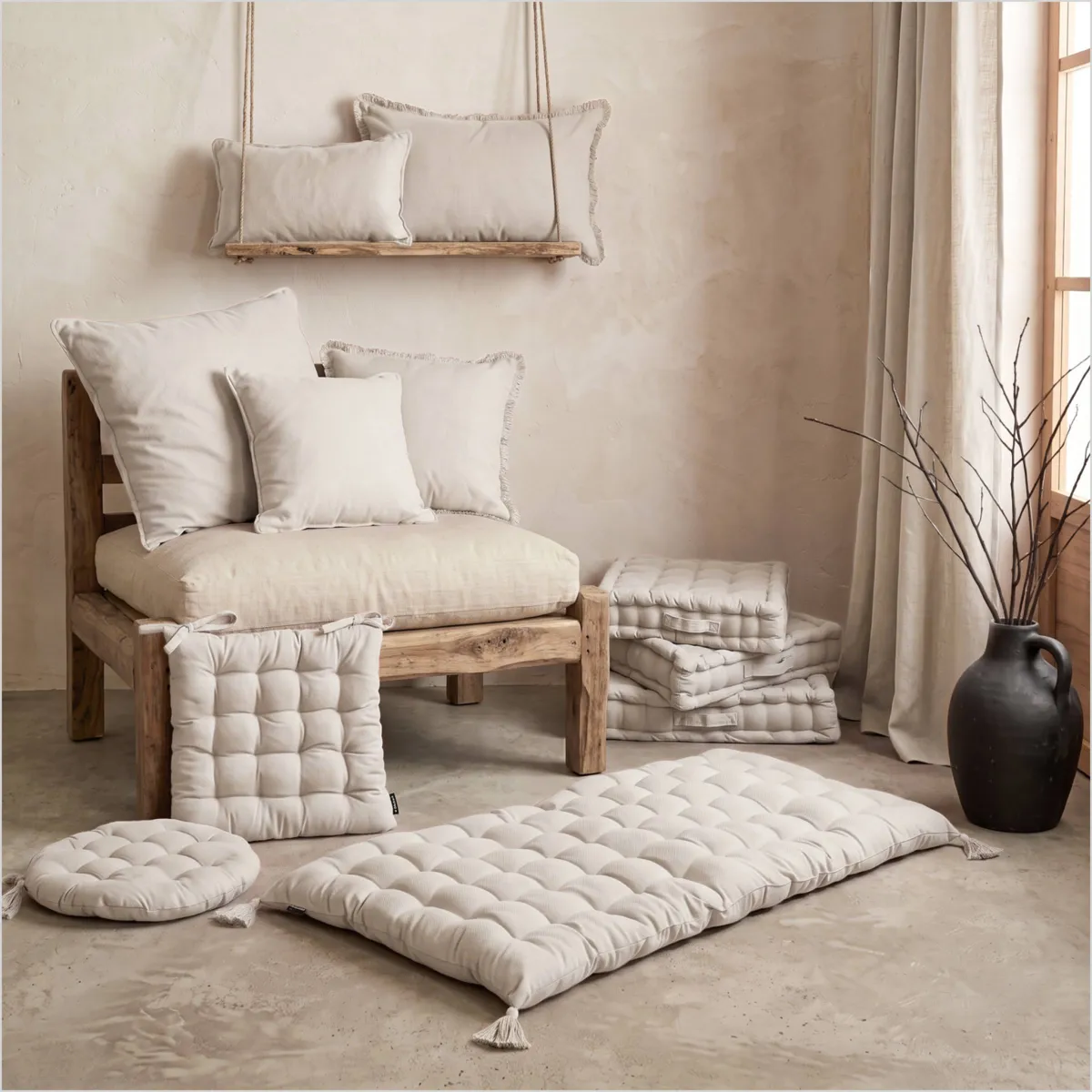 Bodenmatratze (L120 cm) Pixel Helles beige