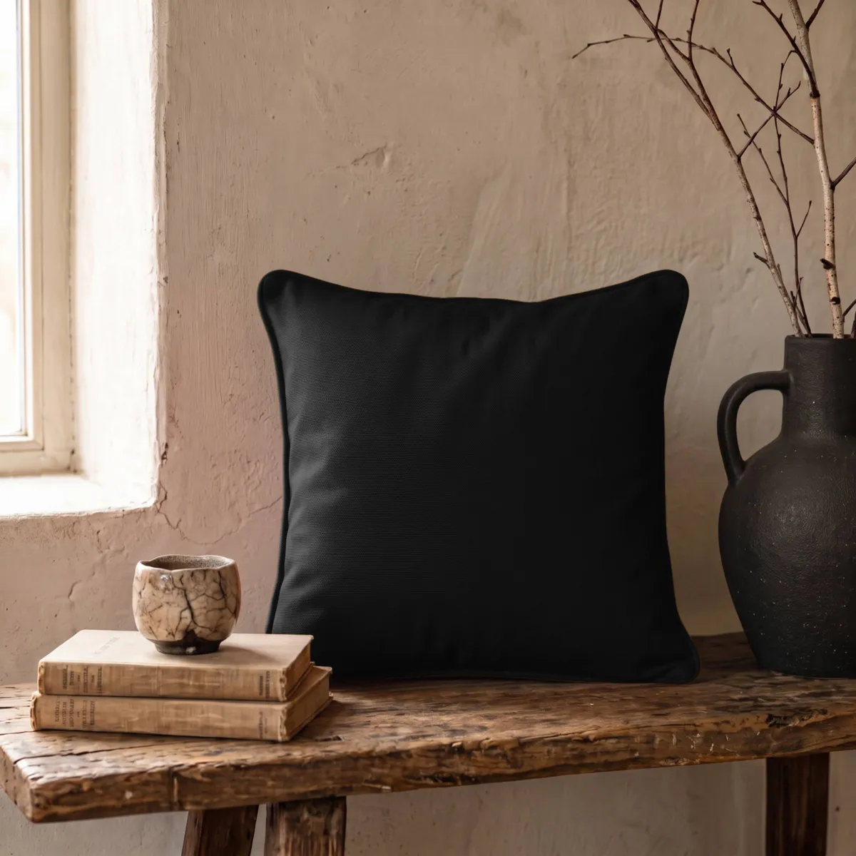 Coussin carré coton (40 x 40 cm) Pixel Noir