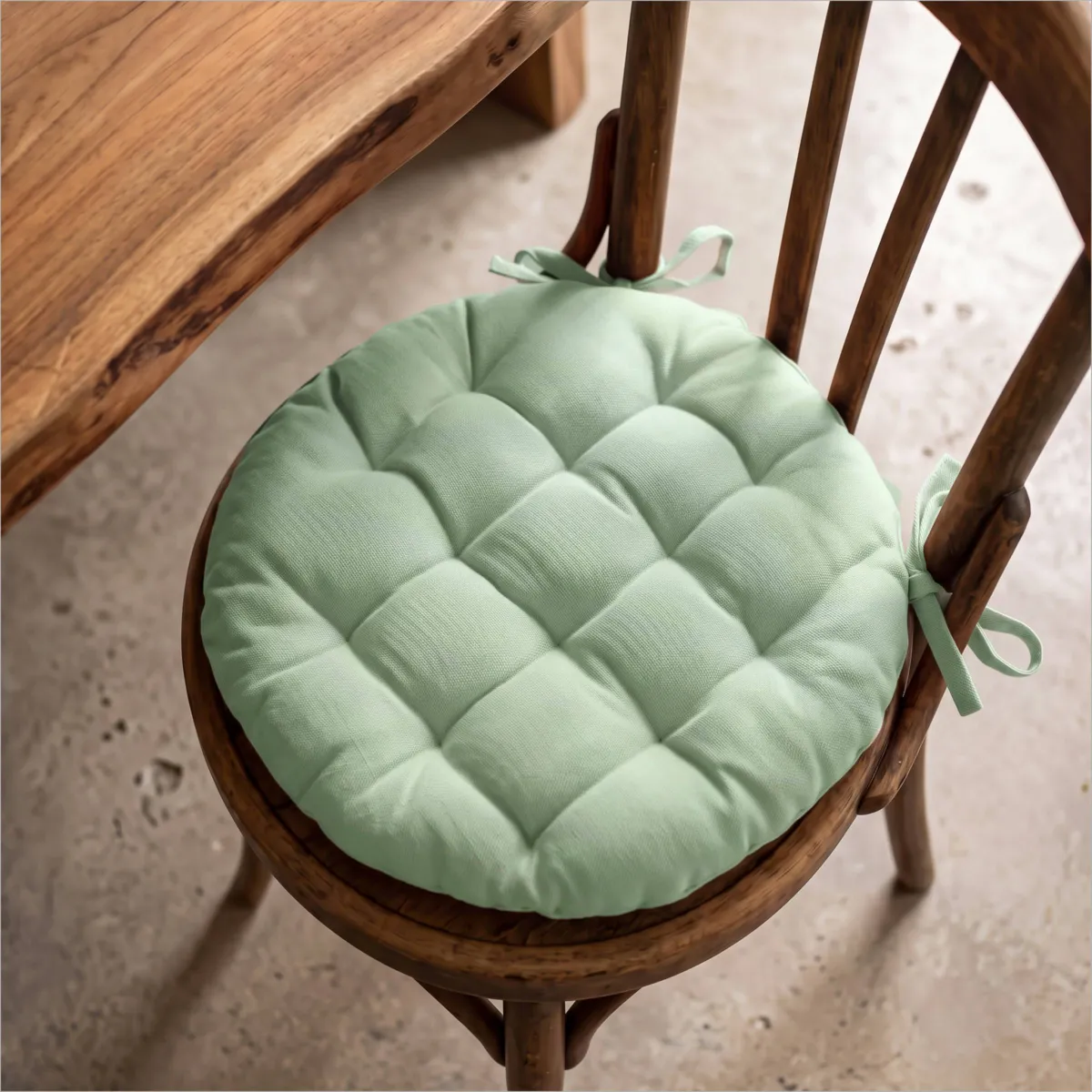 Cojín redondo de silla en algodón (40 cm) Pixel Verde menta