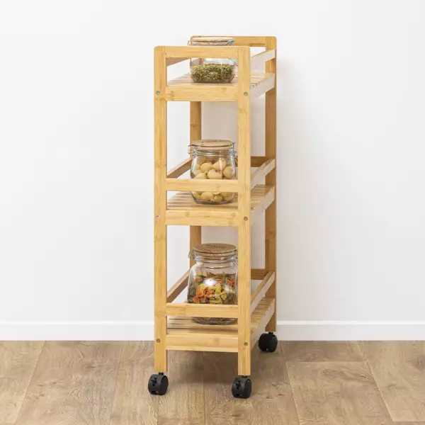Servierwagen aus Bambus Linha Naturfarben
