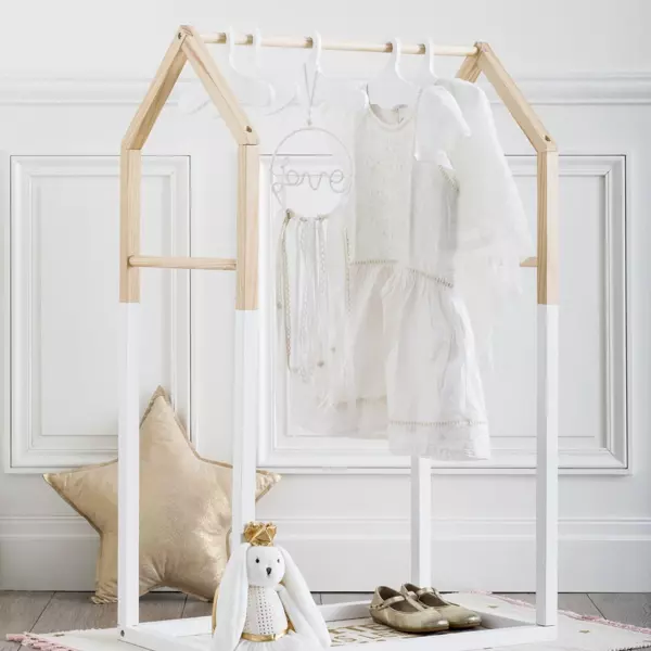 Penderie enfant bois (H100 cm) Maison Blanche