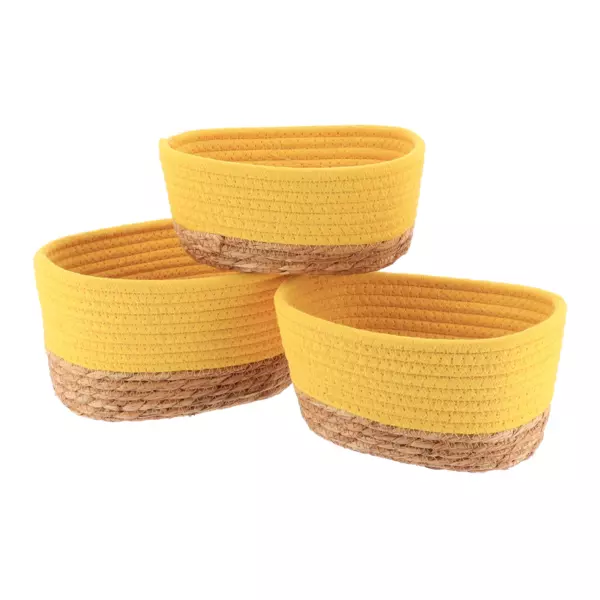 Lot de 3 paniers de rangement (H13 cm) Timeless Jaune moutarde