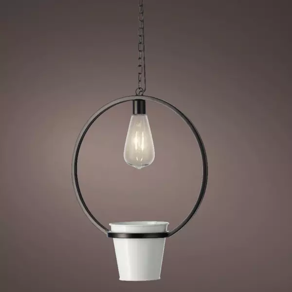 Bloempot met LED Jiny Wit