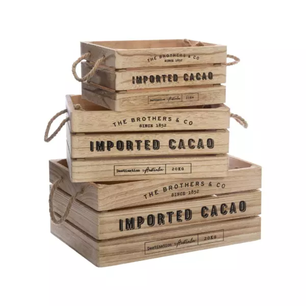 Set di 3 cassette portaoggetti (15 cm) Colonial Naturale