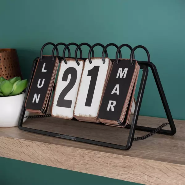 Eeuwigdurende kalender Vintage (in het frans) Zwart en wit