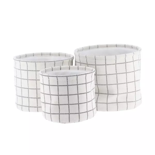 Set di 3 cestini portaoggetti (17 cm) Quadretti Bianco