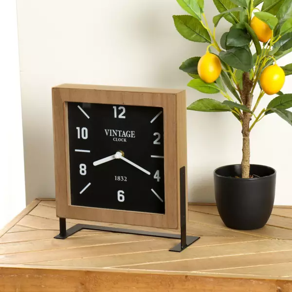 Horloge � poser en bois (H23 cm) Silence Vintage