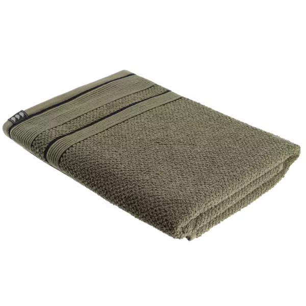 Badeh�ndkl�de i bomuld (70 x 130 cm) Black Line Kaki gr�n / sort