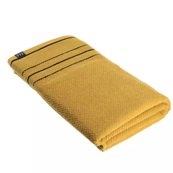 Badhanddoek katoen (90 x 150 cm) Black Line Oker geel / zwart