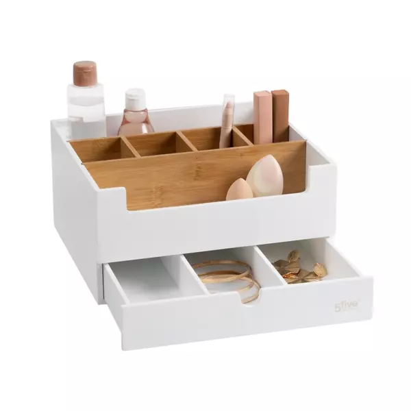 Makeup-organisator med 1 skuffe Natureo Hvid