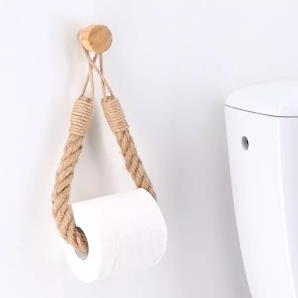 Toilettenpapierhalter - Handtuchhalter zum Kleben Easy Chic Kordel Naturfarben