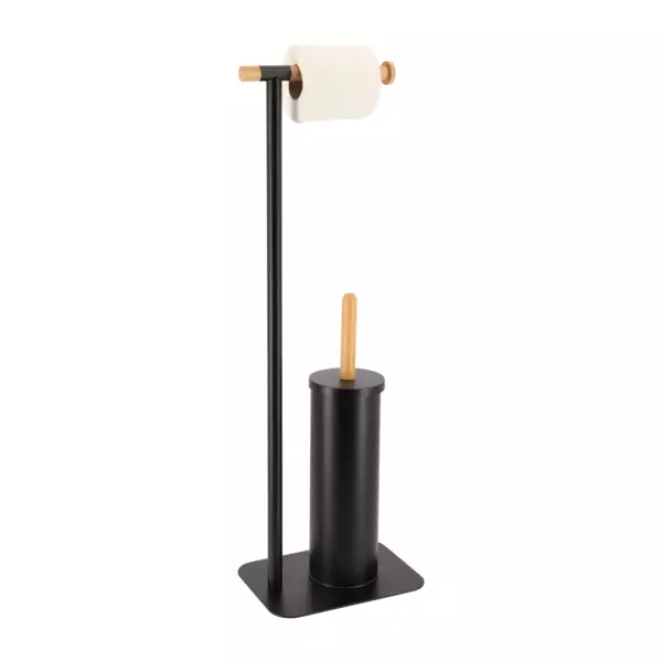Toilettenpapierhalter mit B�rste Bambou Schwarz