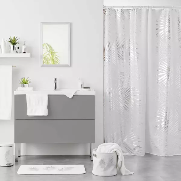 Rideau de douche (200 cm) Orbella Blanc et argent