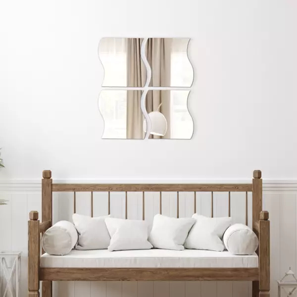 Lot de 4 miroirs adh�sifs (H30 cm) Vagues