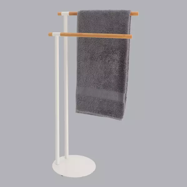 Porte serviette 2 barres (H77 cm) Bambou Blanc