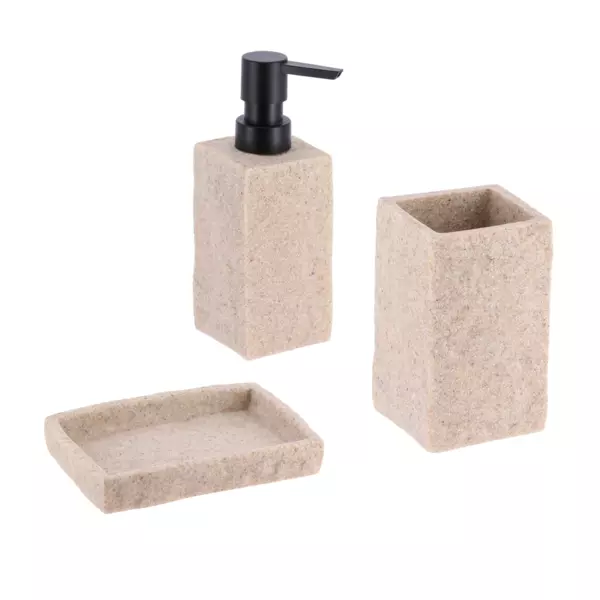 Set d'accessoires salle de bain Effet Pierre Naturel