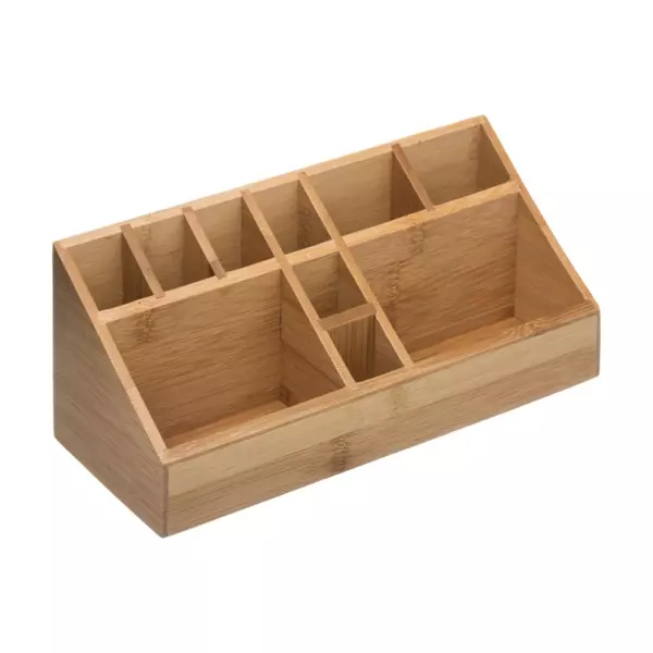 Makeup-organisator med bambusafdelinger