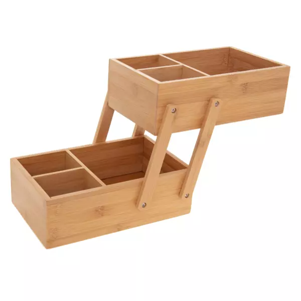 Organisateur de maquillage 2 niveaux Bambou