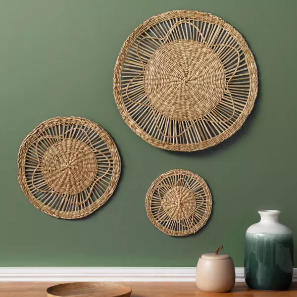 Lote de 3 decoraciones de pared en ca�a Seagrass Beige