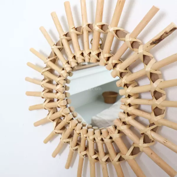 Specchio in rattan (D30 cm) Sole naturale