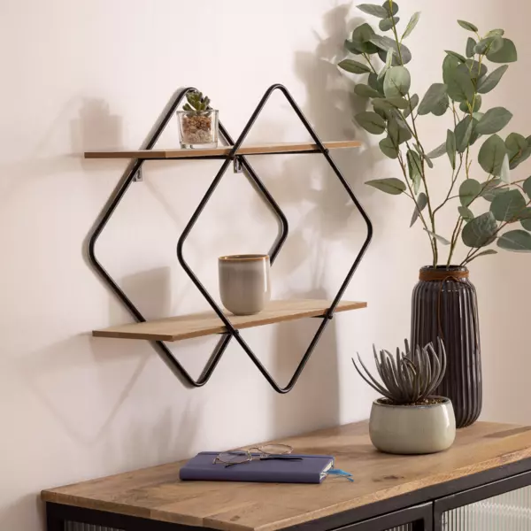 Etag�re murale 2 niveaux (H48 cm) Nena Noir