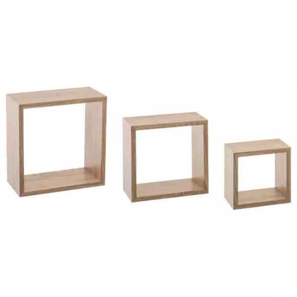 S�t af 3 tr�hylder (H15-20-25 cm) Cube Natur