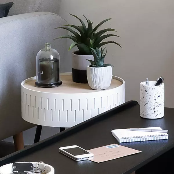 Table coffre en bois (H45 cm) Shiro Blanche