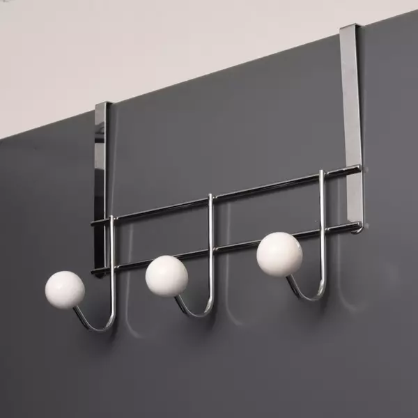 Deurkapstok 3 haken Chrome - Wit