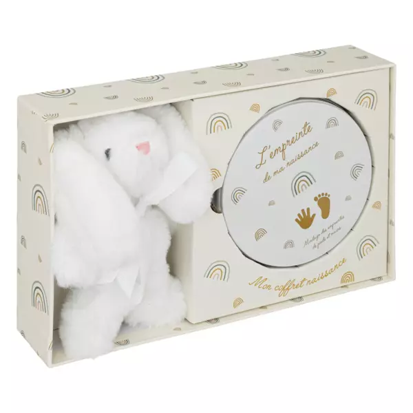 Box mit Abdruck-Set & Kuscheltier lapin Wei�