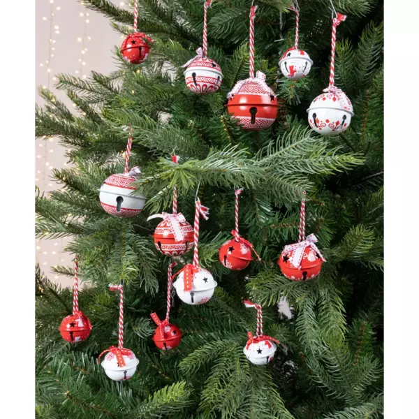 Set van 14 belletjes van ijzer wit en Rood
