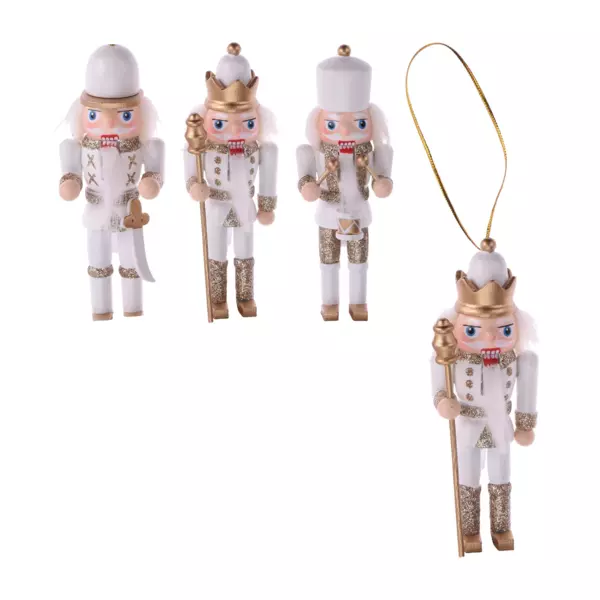 Lot de 3 soldats Casse-noisette � suspendre (H12 cm) Cory Blanc