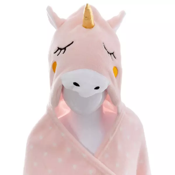 Plaid � capuche enfant (100 x 140 cm) Licorne Rose