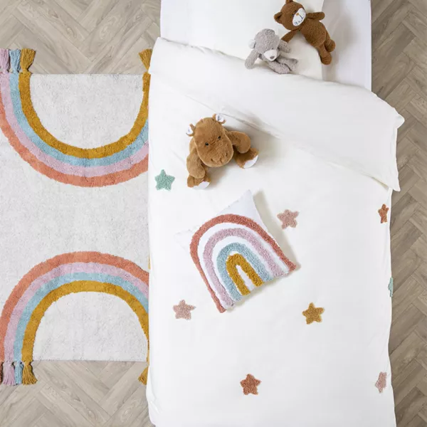 Housse de couette et une taie enfant coton (140 x 200 cm) Etoile Multicolore