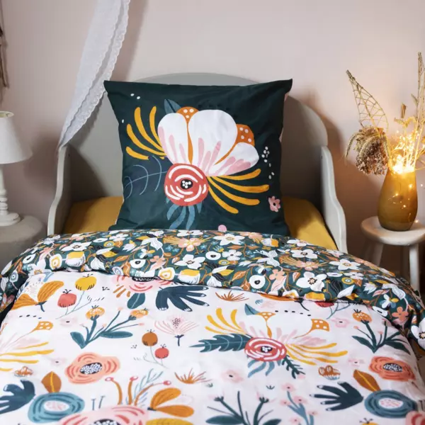 Copripiumino e due federe quadrate cotone (200 cm) Champetre Multicolore